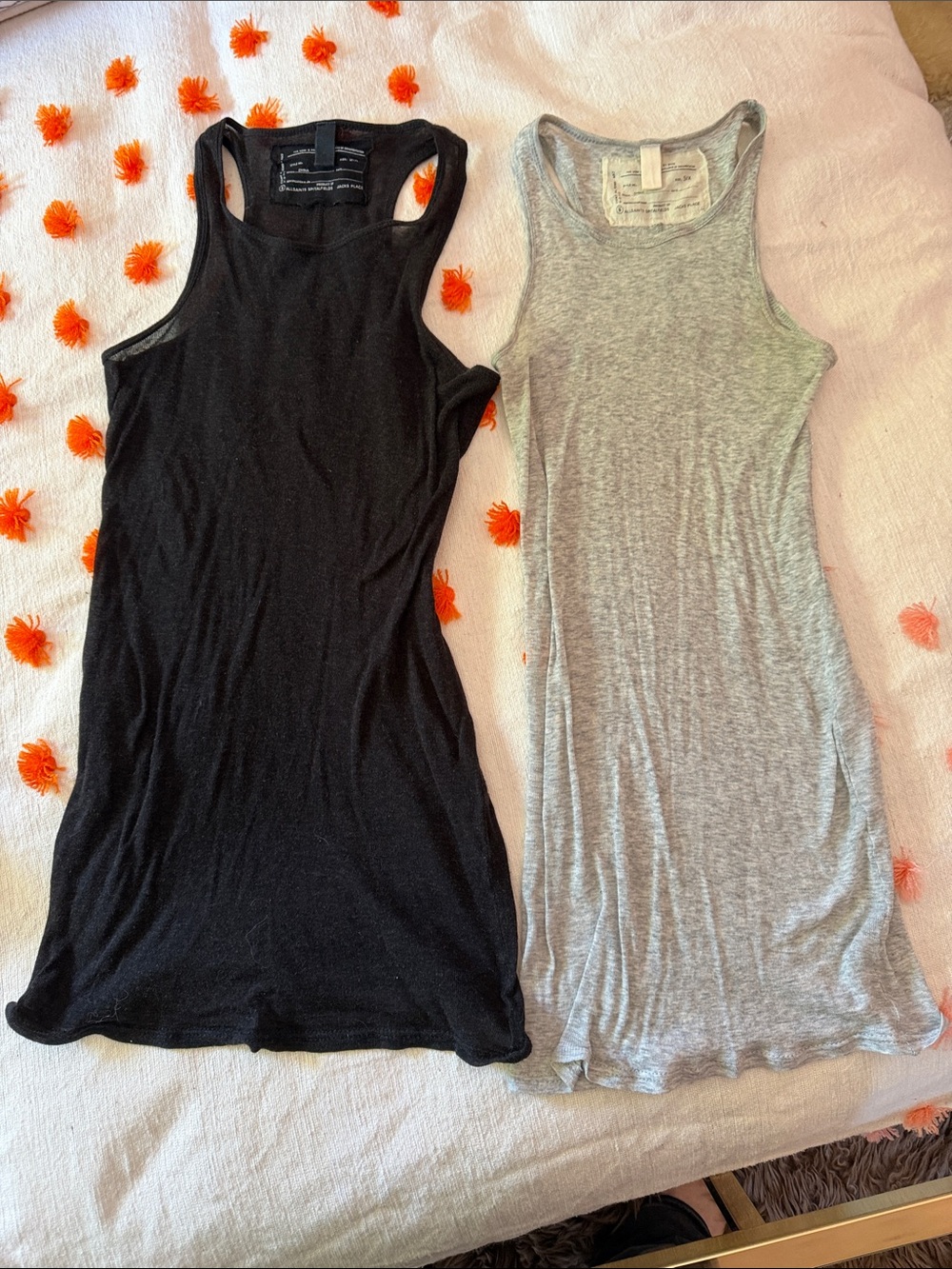 TWO All Saints Women’s Racerback Tank Top - Heather Black and Heather Gray -SM/6